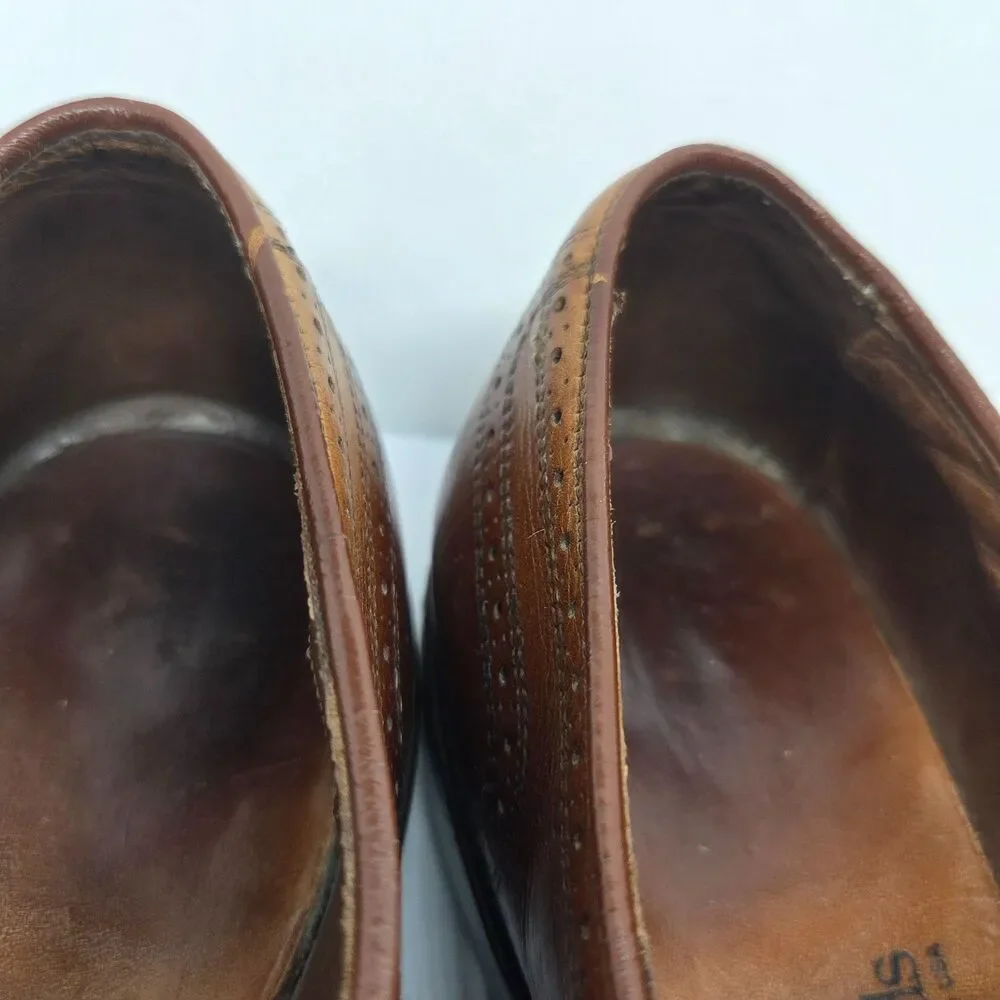 Allen Edmonds TOWNLEY 4757 Mens Walnut Brown Brogue Wingtip Oxfords Size US 9 D
